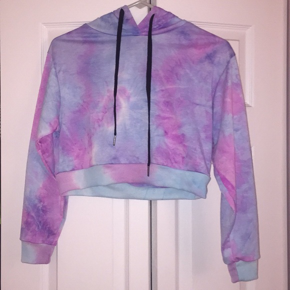 Zaful Tops - Tye-dye Cropped Hoodie